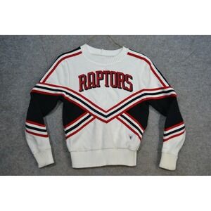 VTG Varsity Raptors Sweater Womens 36 White Black Red Cheer Acrylic Made USA
